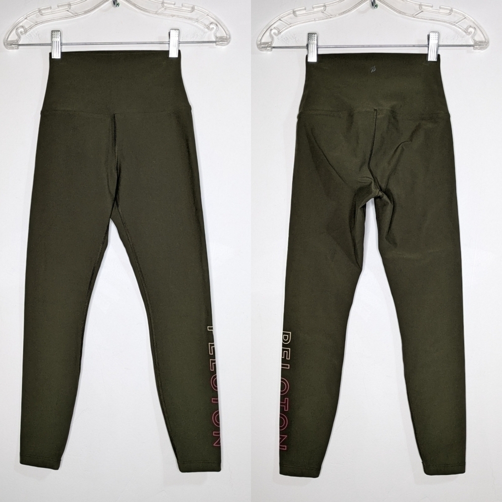 Peloton green spell out high rise exercise workout leggings XS